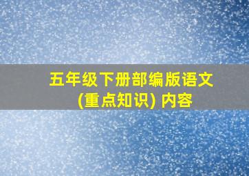 五年级下册部编版语文 (重点知识) 内容